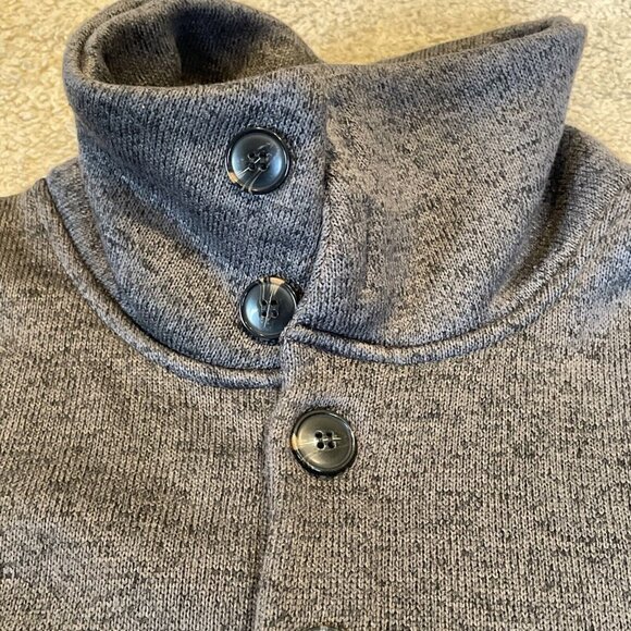 H2H Fleece Pullover Sweatshirt Men 2XL Gray Collared Buttons Outdoor Casual Dad - Picture 3 of 7